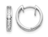 1/5 Carat (ctw) Baguette Diamond Hoop Earrings in 10K White Gold